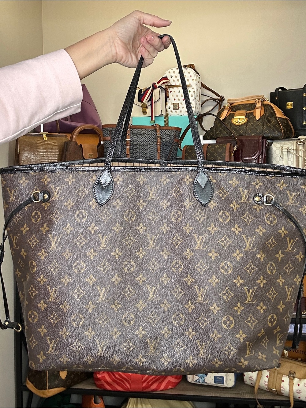 Louis Vuitton Neverfull GM Monogram Canvas Tote Bag COA SP0039 Leather Dyed - Picture 3 of 12
